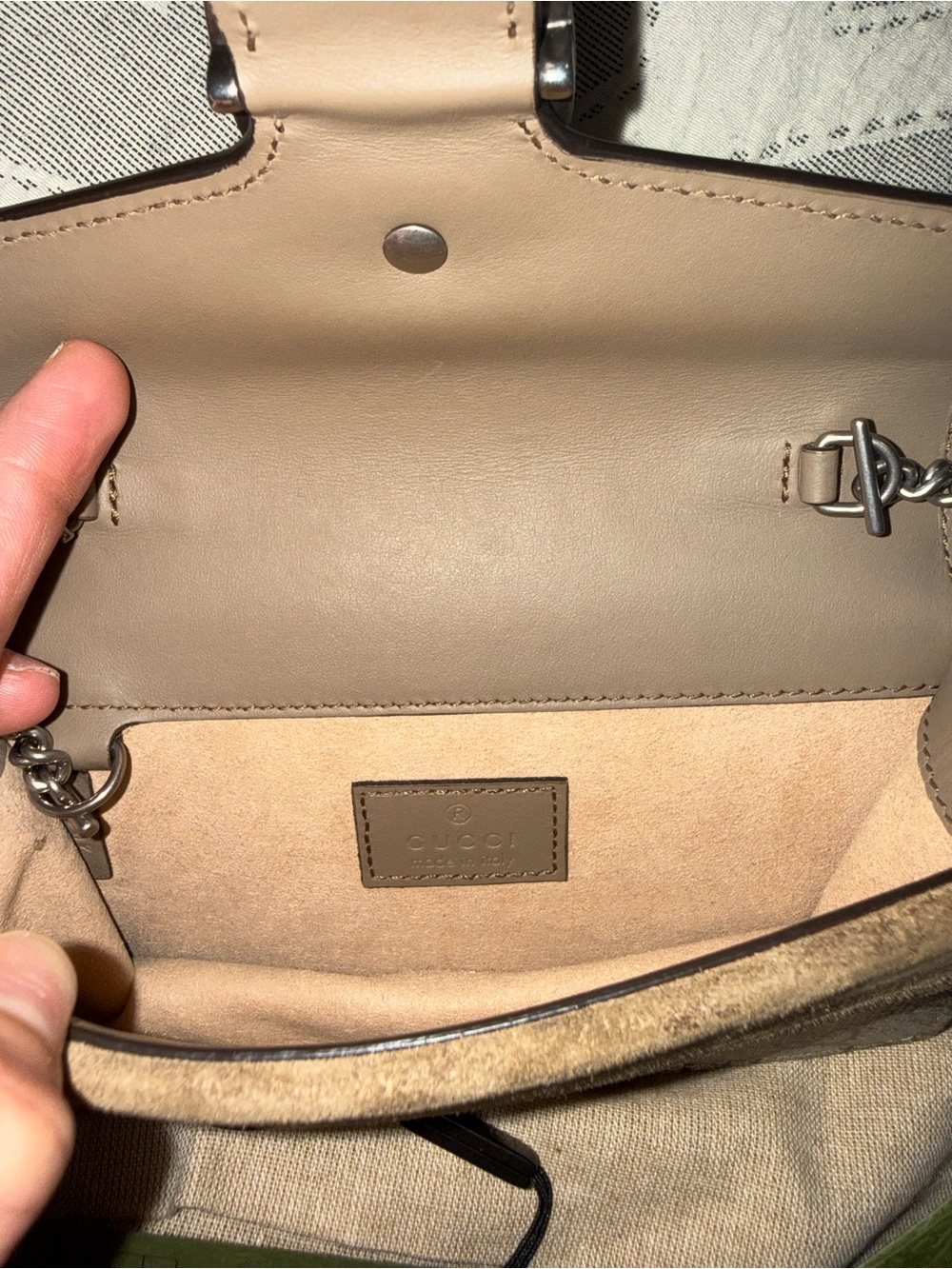 Gucci Beige GG Supreme Dionysus Crossbody with Brown Trim and Silver Hardware - Picture 6 of 11